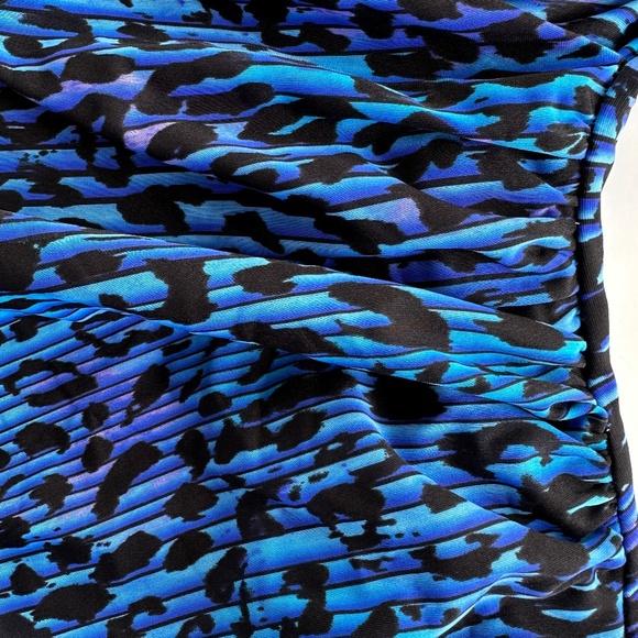 Miraclesuit One Piece Swimsuit Blue Black Print Cross Front Size M? - Picture 5 of 13